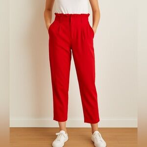 SHEIN Red Paperbag Waist Pants Women’s Large Trousers